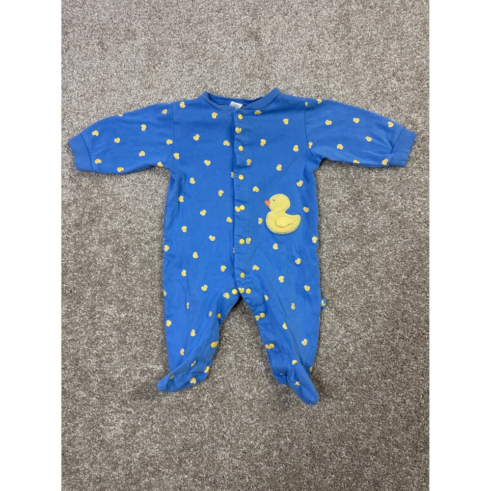 Blue Duck Print Footed Sleeper Pajama Snap Front One Piece Kids Size 3-6M